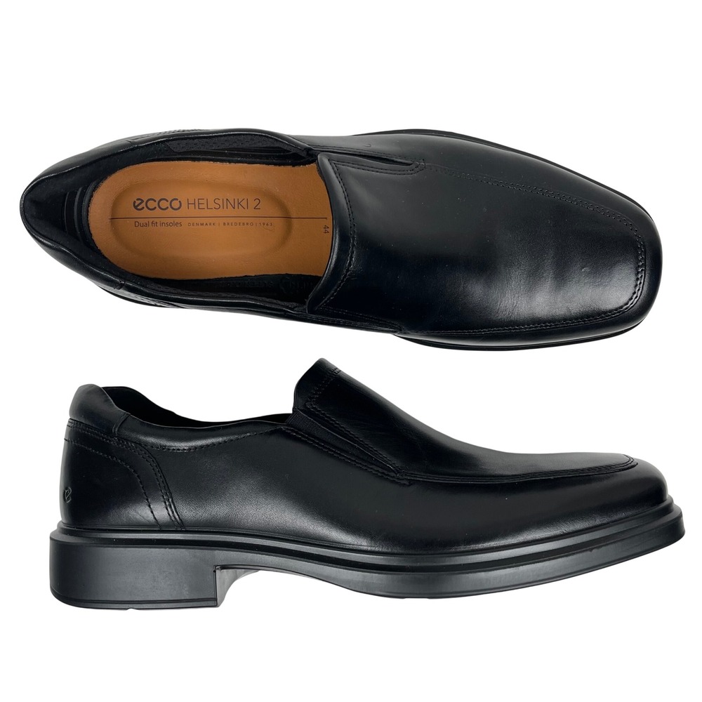 ECCO Helsinki 2 Loafers Black Leather Square Toe Dress Shoe - Mens Size 10-10.5